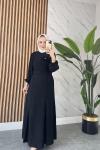 İLKNUR TESETTÜR BALIK ELBİSE  Siyah
