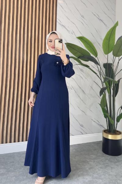 İLKNUR TESETTÜR BALIK ELBİSE  Lacivert