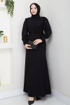 BENAN VOLANLI TESETTÜR ABİYE ELBİSE  Siyah