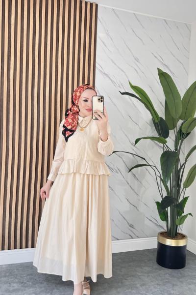 İLKİM YAZLIK TESETTÜR TAKIM  Bej