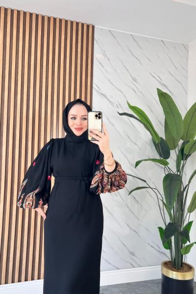 Balon kol Elbise  Siyah