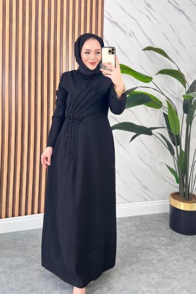 GÜLCE TESETTÜR ELBİSE Siyah