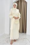 Aleyna abiye elbise  Ekru