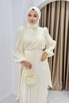 Aleyna abiye elbise  Ekru