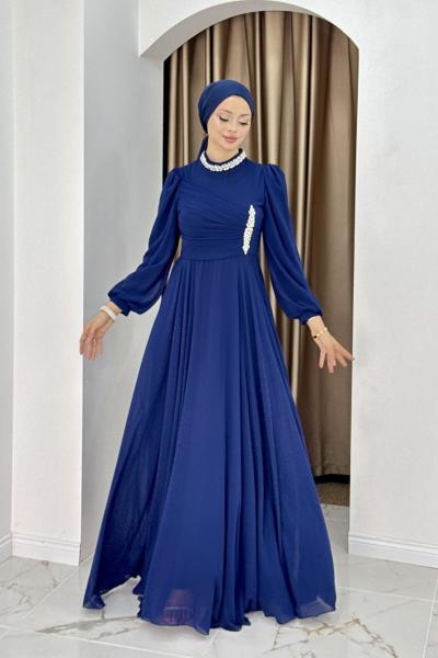 Nigar abiye elbise Lacivert