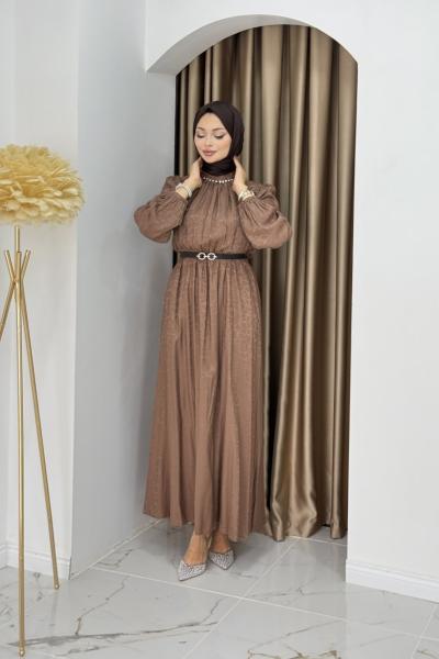 YENİ DESTAN TESETTÜR ELBİSE  Latte