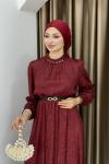 YENİ DESTAN TESETTÜR ELBİSE  Bordo