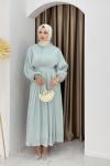 YENİ İMRE TESETTÜR ELBİSE  MintYeşili