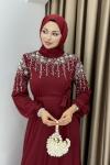 MÜGE TESETTÜR ABİYE ELBİSE Bordo