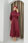 YENİ İNTİZAR TESETTÜR ELBİSE Bordo