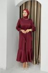 YENİ İNTİZAR TESETTÜR ELBİSE Bordo