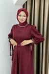 YENİ İNTİZAR TESETTÜR ELBİSE Bordo