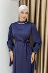 YENİ İNTİZAR TESETTÜR ELBİSE Lacivert