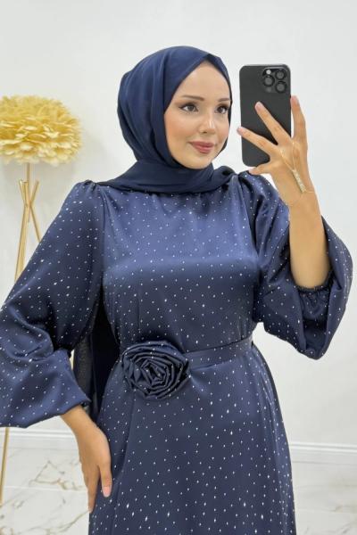 KARDELEN TESETTÜR ELBİSE Lacivert