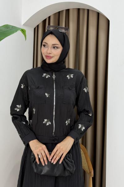 YASMİN TESETTÜR ETEKLİ TAKIM Siyah