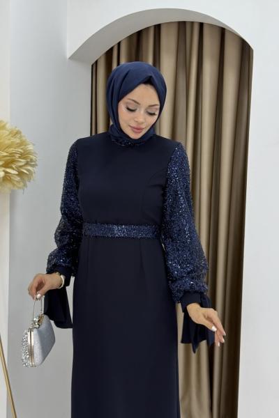 KEVSER TESETTÜR ELBİSE Lacivert