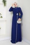 ÇİÇEK ABİYE ELBİSE TESETTÜR Lacivert