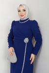 ÇİÇEK ABİYE ELBİSE TESETTÜR Lacivert