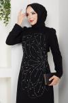 NURSEMA TESETTÜR ABİYE ELBİSE Siyah