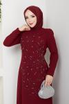 NURSEMA TESETTÜR ABİYE ELBİSE Bordo