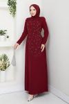 NURSEMA TESETTÜR ABİYE ELBİSE Bordo