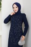 NURSEMA TESETTÜR ABİYE ELBİSE Lacivert