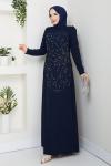 NURSEMA TESETTÜR ABİYE ELBİSE Lacivert