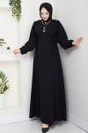 NEVRA TESETTÜR ELBİSE Siyah