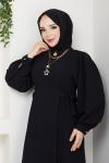NEVRA TESETTÜR ELBİSE Siyah