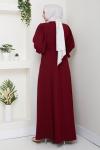 NEVRA TESETTÜR ELBİSE Bordo