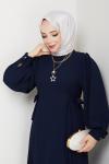 NEVRA TESETTÜR ELBİSE Lacivert