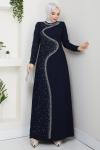DİCLE TESETTÜR ABİYE ELBİSE Lacivert