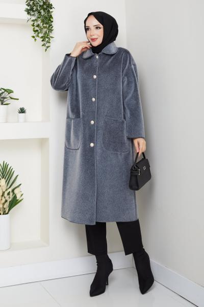 SELCAN STANDART BEDEN KADIN KABAN Gri