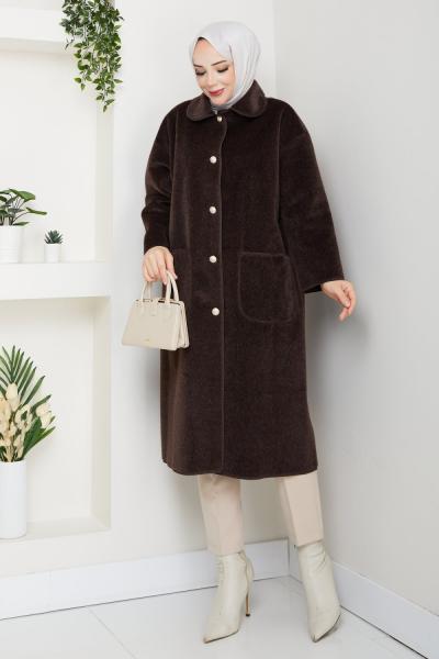 SELCAN STANDART BEDEN KADIN KABAN Kahve