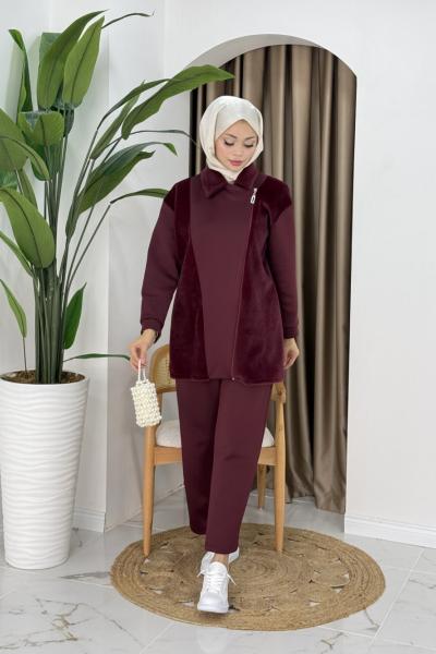 TUĞÇE TESETTÜR TAKIM  Bordo