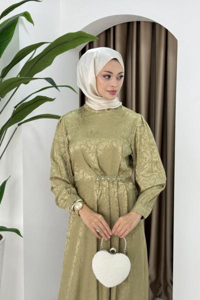 SİBEL TESETTÜR ELBİSE Yeşil