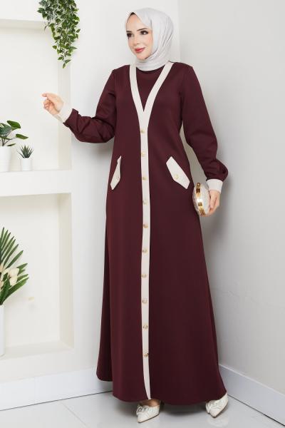 ECRİN TESETTÜR ELBİSE Bordo