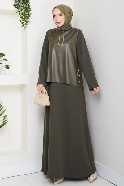 HALİSE TESETTÜR ELBİSE Yeşil