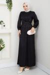 YENİ SİBEL TESETTÜR ELBİSE  Siyah