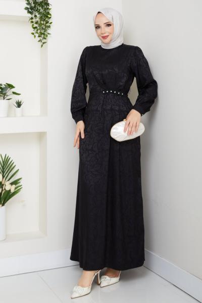 YENİ SİBEL TESETTÜR ELBİSE  Siyah