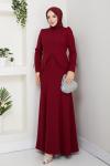 EZGİ TESETTÜR ABİYE ELBİSE  Bordo