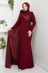 PERİ TESETTÜR ABİYE ELBİSE Bordo