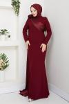 PERİ TESETTÜR ABİYE ELBİSE Bordo