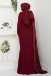 PERİ TESETTÜR ABİYE ELBİSE Bordo
