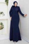 PERİ TESETTÜR ABİYE ELBİSE Lacivert