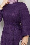 LEYLA TESETTÜR ELBİSE Mor