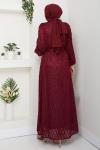 LEYLA TESETTÜR ELBİSE Bordo