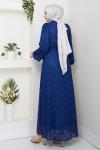 LEYLA TESETTÜR ELBİSE SaksMavisi