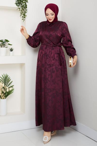 ZERRİN TESETTÜR ELBİSE Mürdüm