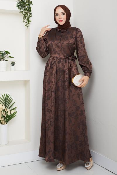 ZERRİN TESETTÜR ELBİSE Kahve